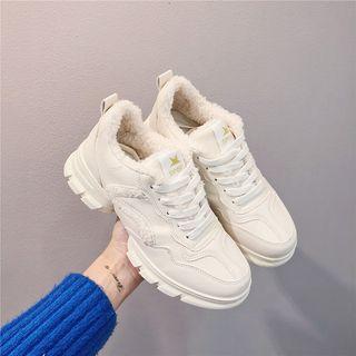 Fleece Trim Lace-up Platform Sneakers