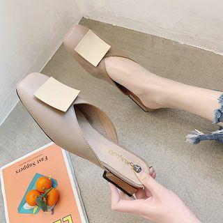 Metal Square Low Heel Mules