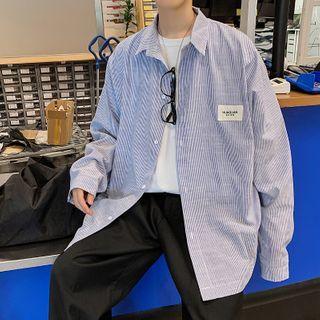 Applique Striped Long-sleeve Shirt