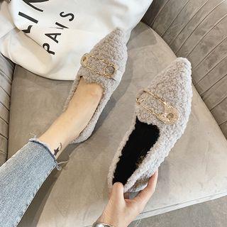 Rhinestone Safety Pin Accent Pointy-toe Flats