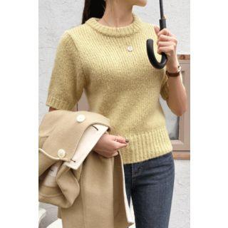 Short-sleeve Alpaca Blend Sweater