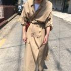 Long-sleeve Single-breast Tie-waist Long Jacket