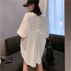 Lace Up Elbow-sleeve T-shirt Dress