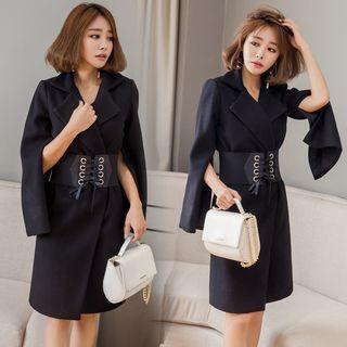 Slit-sleeve Woolen Coat With Belt