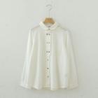 Long-sleeve Double Buttoned Shirt White - One Size