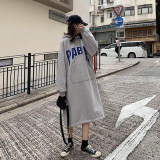 Loose-fit Print Hooded Pullover Dress