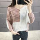 V-neck Mesh Knit Sweater