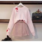 Heart Jacquard Sweater / Pleated Skirt
