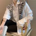 Loose-fit Long-sleeve Shirt / Zebra Print Shawl