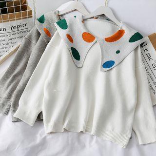 Sailor-collar Loose-fit Sweater