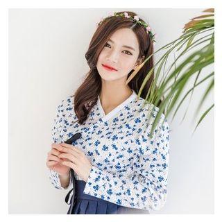 Floral Modern Hanbok Top White - M
