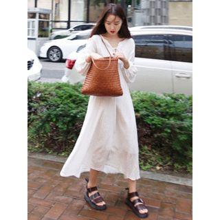 Lace-up Cotton Long Dress