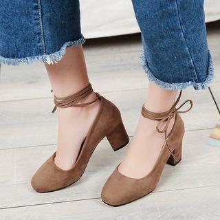 Chunky Heel Ankle-strap Pumps