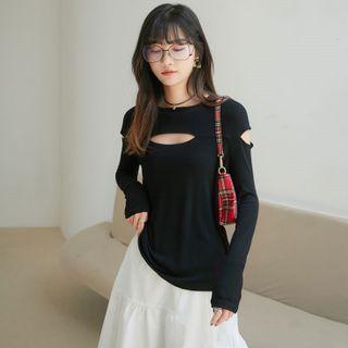 Reversible Long-sleeve Cutout T-shirt