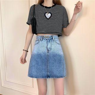 Ombre Denim Mini Skirt