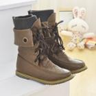 Stitched Lace-up Mid-calf Boots