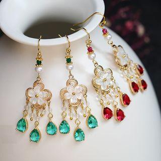 Retro Faux Crystal Flower Fringed Earring