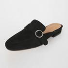 Backless Buckled Faux-suede Loafers
