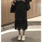 Floral Print A-line Midi Skirt As Shown In Figure - One Size
