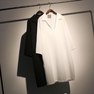 3/4 Sleeve Half Placket Shirtdress