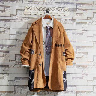 Lettering Single-breasted Corduroy Blazer