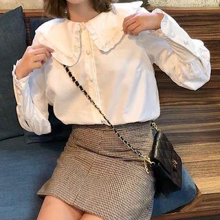 Doll Collar Corduroy Long-sleeve Shirt