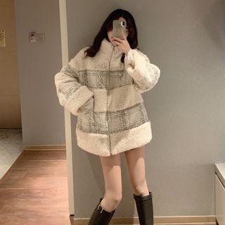 Faux Lambswool Zip Jacket Off-white - One Size
