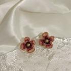 Flower Faux Crystal Alloy Earring 1 Pair - Pink - One Size