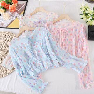 Dots Mesh Long-sleeve Cardigan