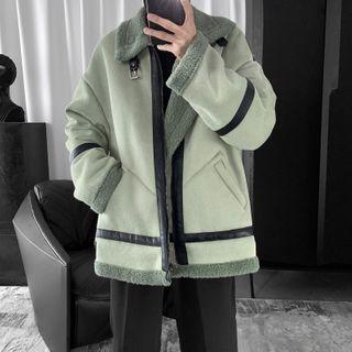 Long-sleeve Fleece Suede Zipped Jacket
