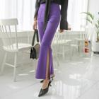 Dual-pocket Slit Boot-cut Pants