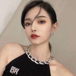 Silver Lettering Earring