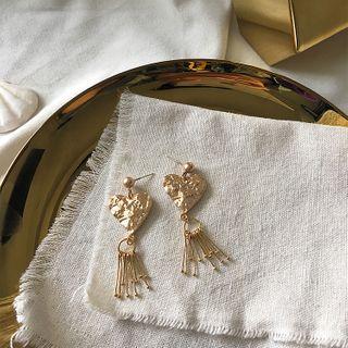 Alloy Heart Fringed Earring 1 Pair - Gold - One Size