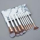 Set Of 10: Makeup Brush With Bag Set Of 10 - Gold & White - One Size