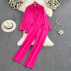 Set: Single Breasted Oversized Blazer + High Waist Dress Pants