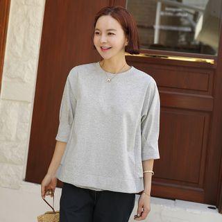 3/4-sleeve Band-hem Top