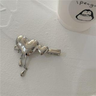 Melting Heart Hair Clip Hair Clip - Heart - Silver - One Size