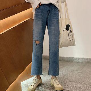 Frayed Hem Ripped Jeans