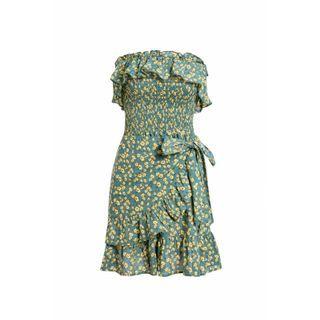 Strapless Ruffle Trim Sheath Dress