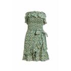 Strapless Ruffle Trim Sheath Dress