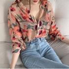 Floral Chiffon Blouse Floral - Pink - One Size