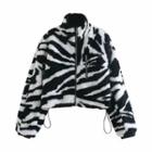 Zebra Print Long-sleeve Zip-up Hoodie