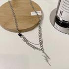 Lightning Pendant Necklace 4372 - Silver - One Size