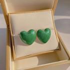 Heart Glaze Alloy Earring E4829 - 1 Pair - Green - One Size