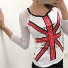Strappy Union-jack Sheer-sleeve Top