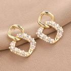 Faux Pearl Drop Earring 1 Pair - Qr-266 - Gold - One Size