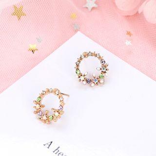 Flower Glaze Alloy Earring 1 Pair - Gold - One Size
