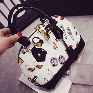 Printed Faux Leather Handbag