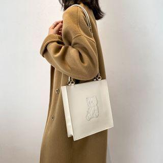 Chain Bear Faux Leather Tote Bag