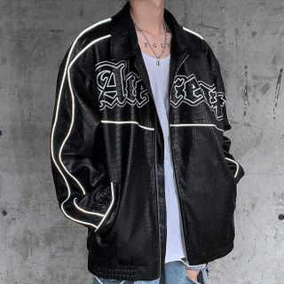 Faux Letter Zipped Jacket
